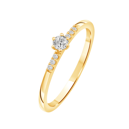 Lux diamantring i Hvitt/Gult Gull med diamanter på ringskinnen, 0,15ct