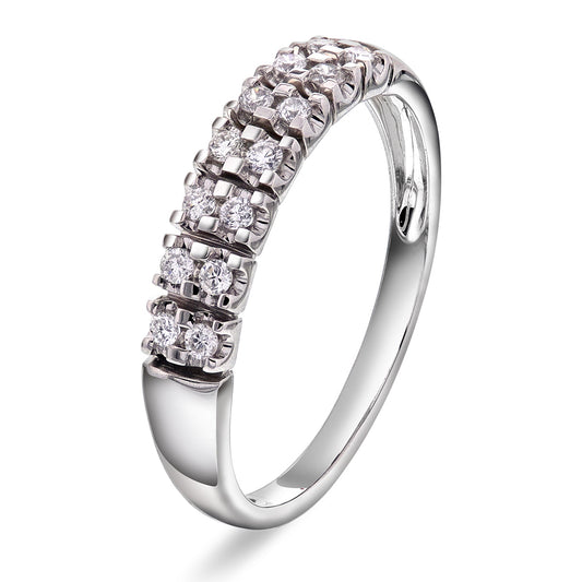 Dobbel rekkering i gult eller hvitt gull med to rader diamanter , 0.22ct