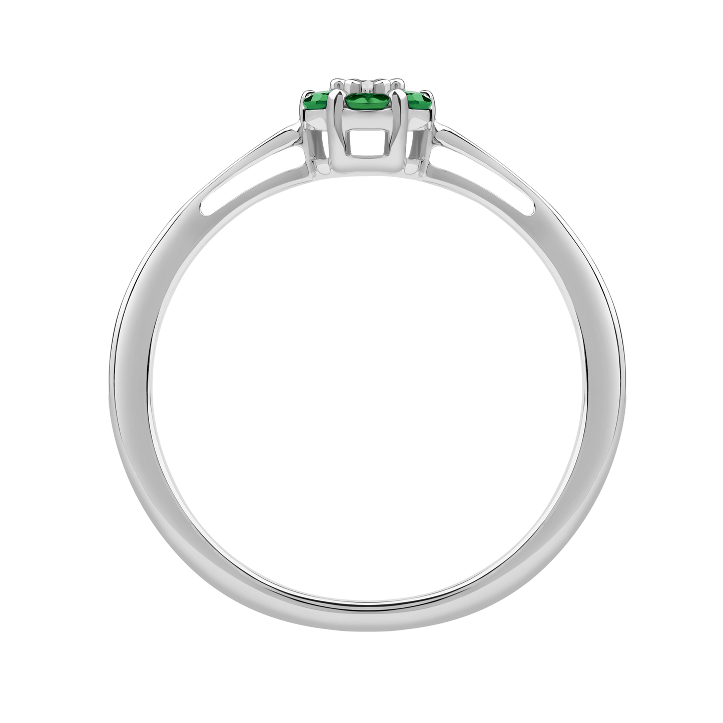 Diamantring i Hvitt/Gult Gull 0.03 tw/si og 0.18ct smaragd