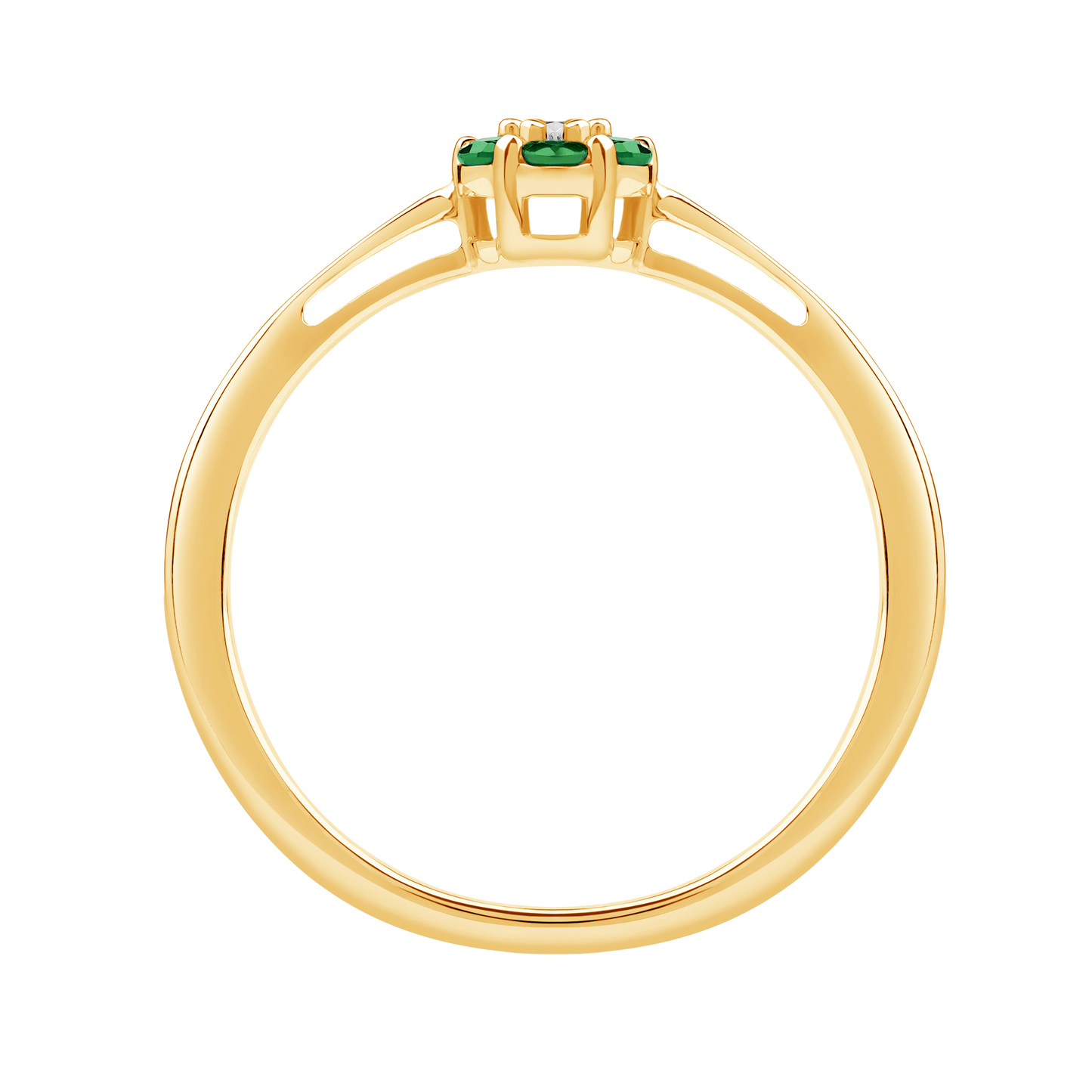 Diamantring i Hvitt/Gult Gull 0.03 tw/si og 0.18ct smaragd