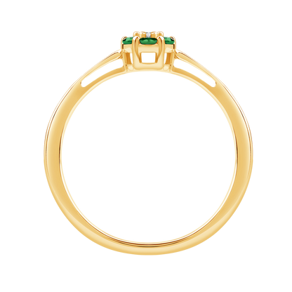 Diamantring i Hvitt/Gult Gull 0.03 tw/si og 0.18ct smaragd