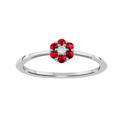 Diamantring i Hvitt/Gult Gull 0.03 tw/si og 0.18ct rubin