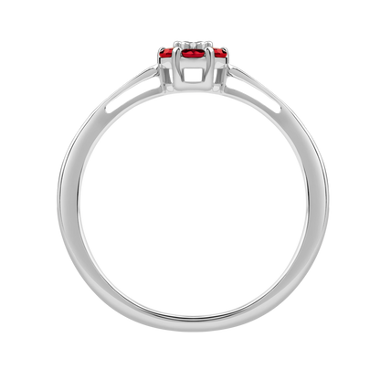 Diamantring i Hvitt/Gult Gull 0.03 tw/si og 0.18ct rubin