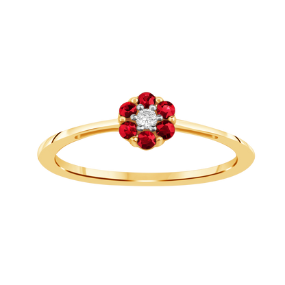Diamantring i Hvitt/Gult Gull 0.03 tw/si og 0.18ct rubin