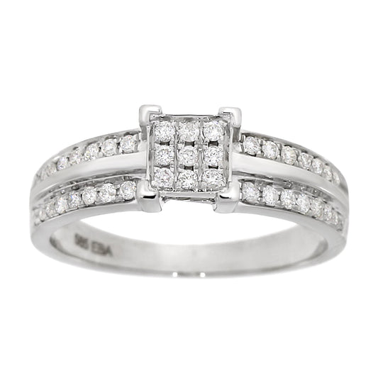 Diamantring i Hvitt/Gult Gull, 0.25CT TWSI