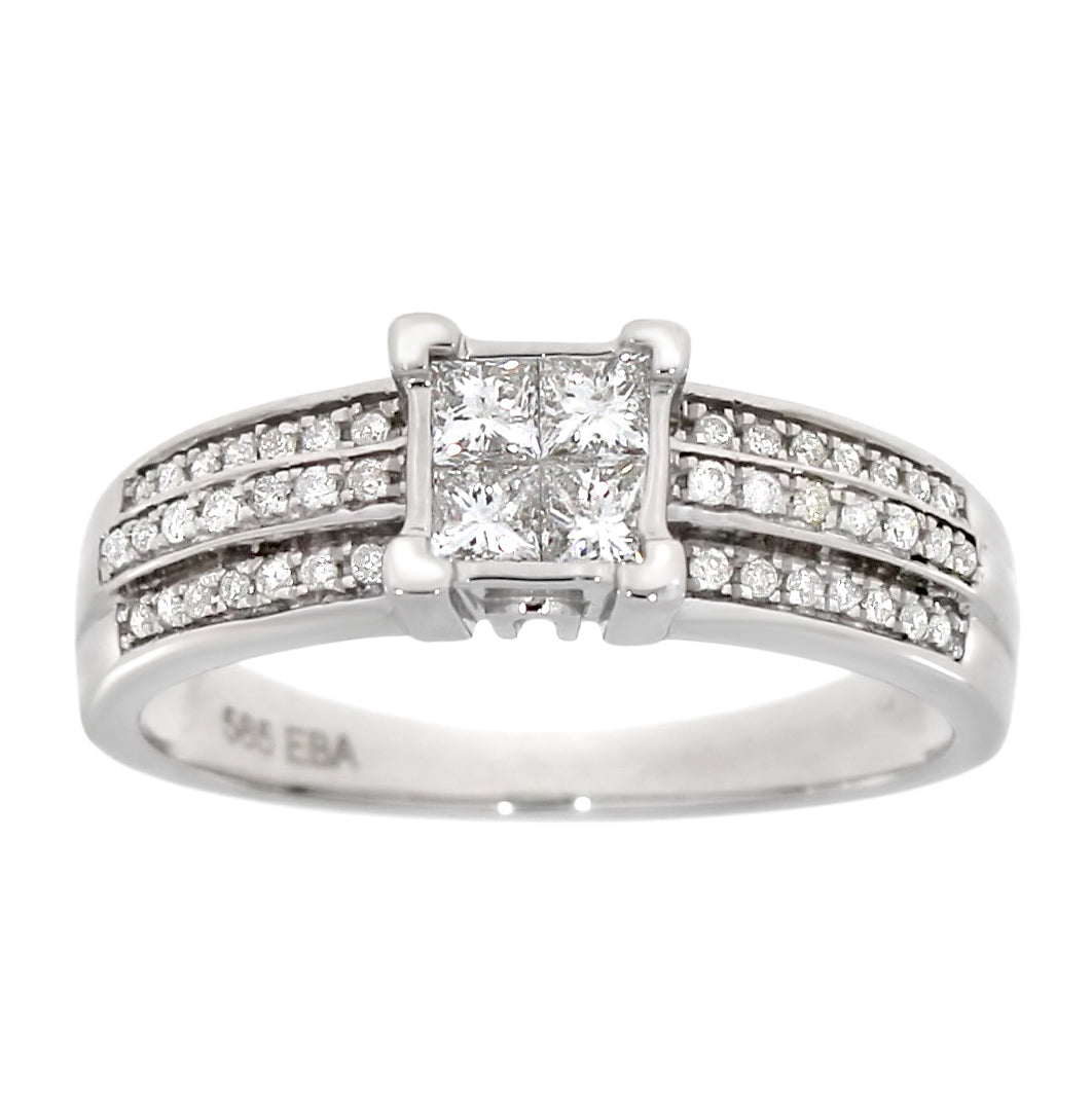 Diamantring i Hvitt/Gult Gull, 0.50CT TWSI