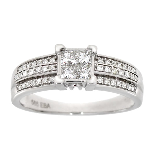 Diamantring i Hvitt/Gult Gull, 0.50CT TWSI