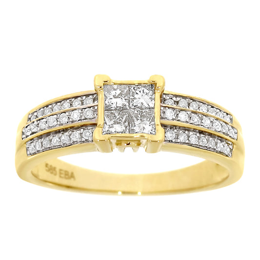 Diamantring i Hvitt/Gult Gull, 0.50CT TWSI