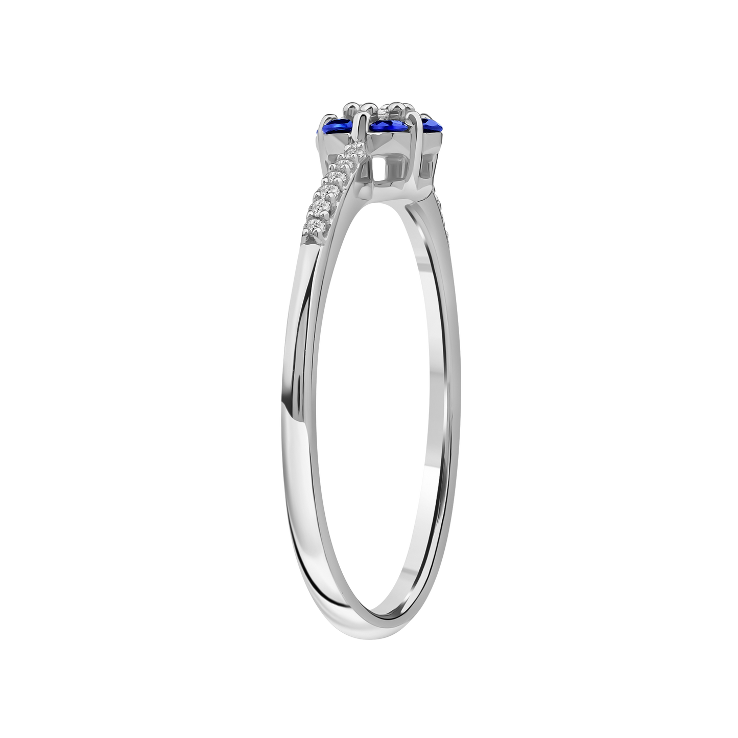 Diamantring i Hvitt/Gult Gull 0.07 tw/si og 0.19ct safir