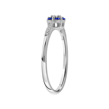 Diamantring i Hvitt/Gult Gull 0.07 tw/si og 0.19ct safir