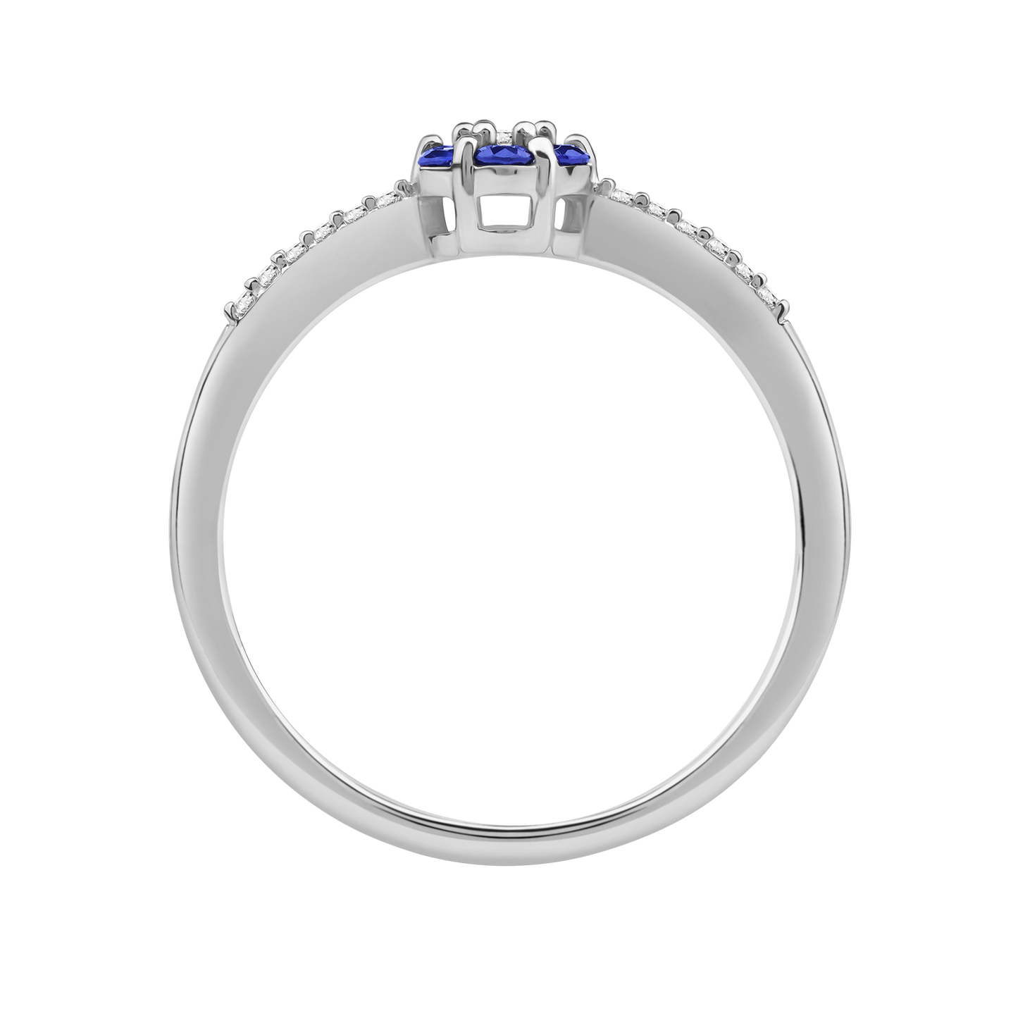 Diamantring i Hvitt/Gult Gull 0.07 tw/si og 0.19ct safir