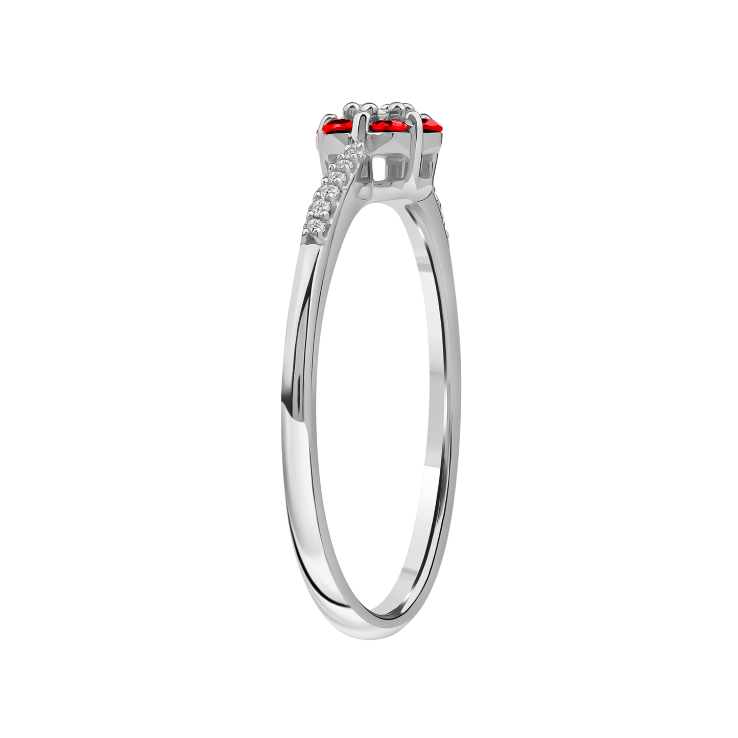 Diamantring i Hvitt/Gult Gull 0.07 tw/si og 0.19ct rubin