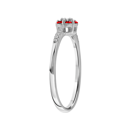 Diamantring i Hvitt/Gult Gull 0.07 tw/si og 0.19ct rubin