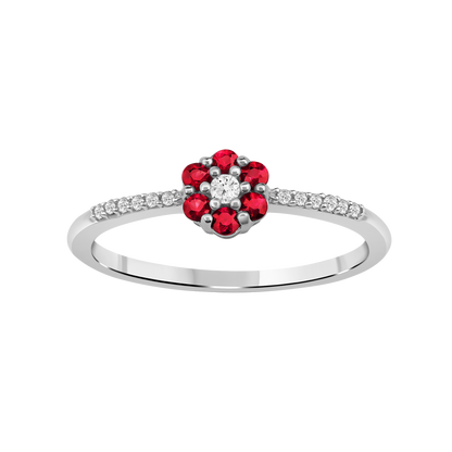 Diamantring i Hvitt/Gult Gull 0.07 tw/si og 0.19ct rubin