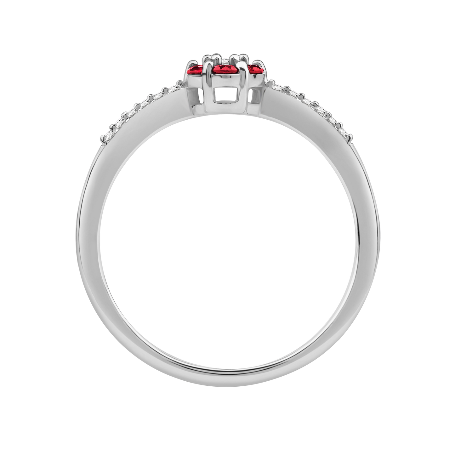 Diamantring i Hvitt/Gult Gull 0.07 tw/si og 0.19ct rubin