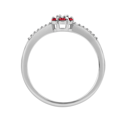 Diamantring i Hvitt/Gult Gull 0.07 tw/si og 0.19ct rubin