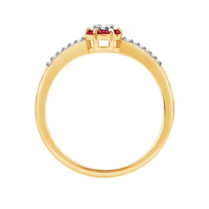 Diamantring i Hvitt/Gult Gull 0.07 tw/si og 0.19ct rubin