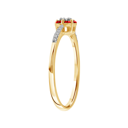 Diamantring i Hvitt/Gult Gull 0.07 tw/si og 0.19ct rubin