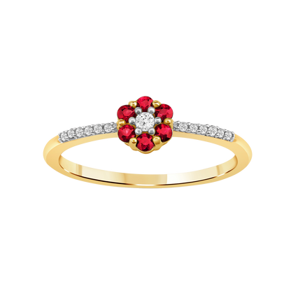 Diamantring i Hvitt/Gult Gull 0.07 tw/si og 0.19ct rubin