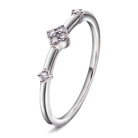 Ring i gult eller hvitt gull med diamanter på ringskinna, 0.10ct