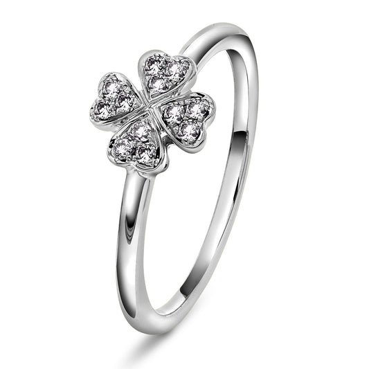 Diamantring i hvitt eller gult gull 0.12 tw/si