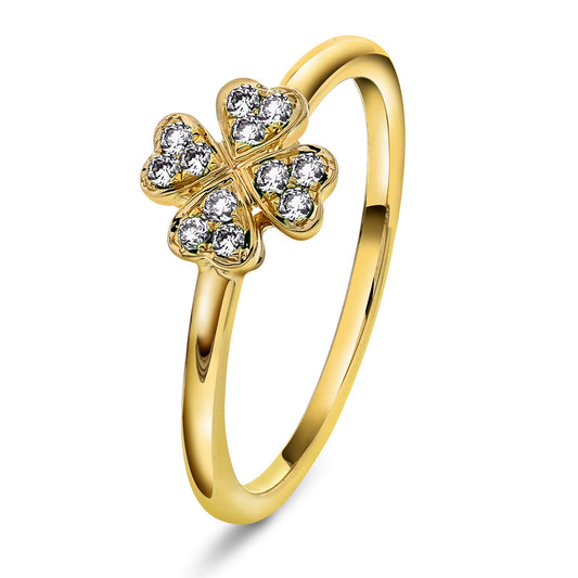 Diamantring i hvitt eller gult gull 0.12 tw/si