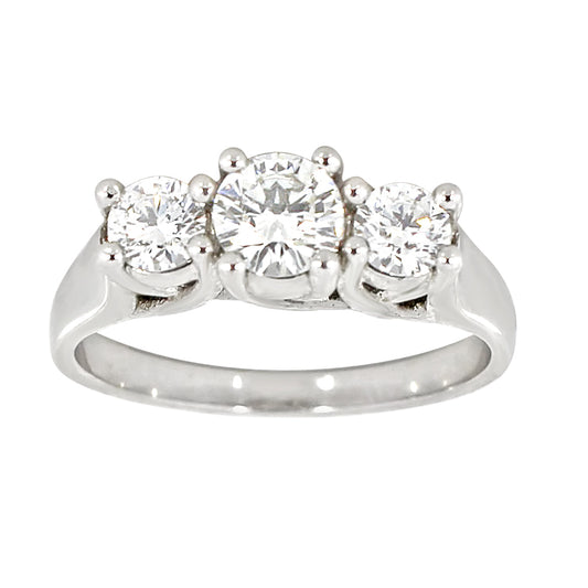 Diamantring i  Hvitt Gull og tre Diamanter 1.00ct TW/SI