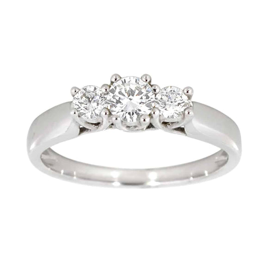 Diamantring i gult eller hvitt gull og tre diamanter 0,50 TW/SI