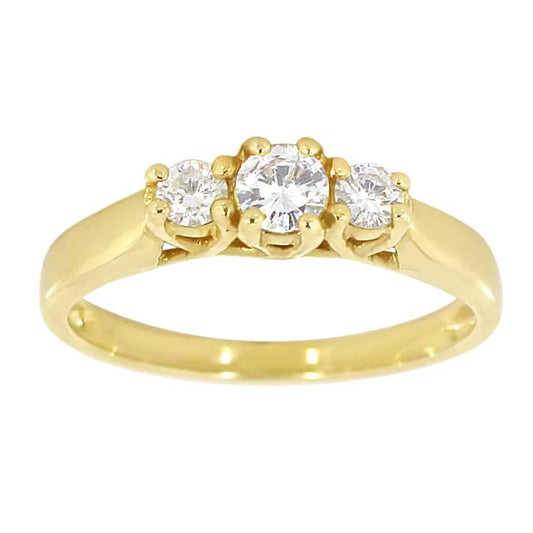 Diamantring i hvitt/gult gull med tre diamanter 0,25ct TW/SI