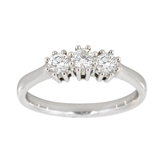 Diamantring i  Hvitt Gull og tre Diamanter 0.30ct TW/SI