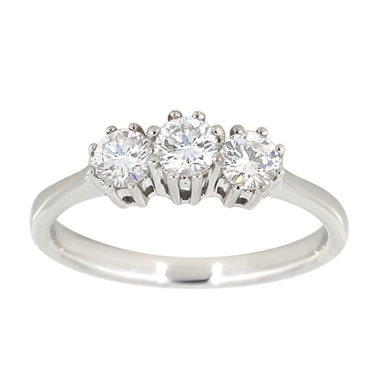Diamantring i  Hvitt Gull og tre Diamanter 0.60ct TW/SI