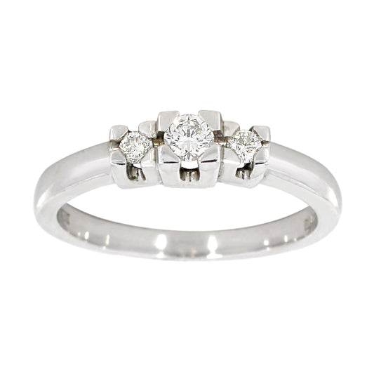 Diamantring Gult/Hvitt Gull og tre diamanter 0,25ct TW/SI