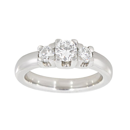 Diamantring i Gult/Hvitt Gull og tre Diamanter 0.75ct TW/SI