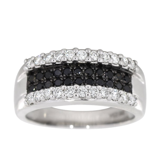 Diamantring i hvitt gull med svarte diamanter, 0.45CT TWSI + 0.60ct BD