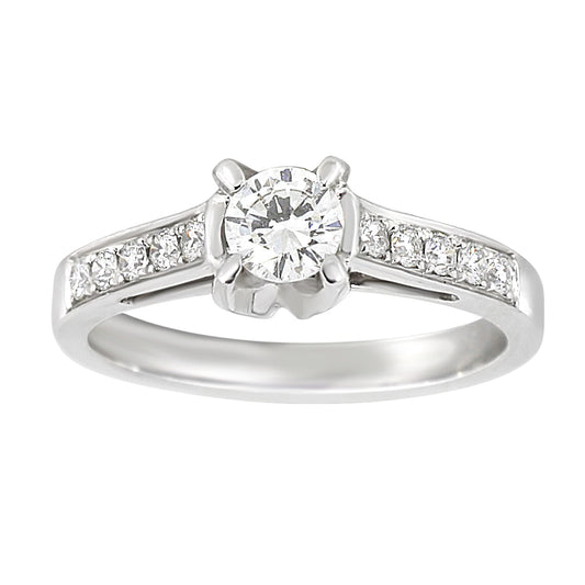 Diamantring i Hvitt Gull (585) Med Tot. 0.60ct TWSI Diamanter