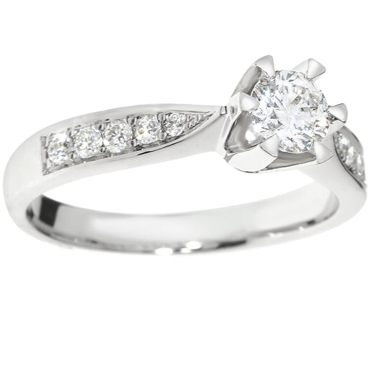Diamantring i Hvitt Gull (585), 0.35ct TW/SI Diamanter