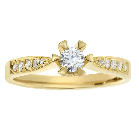 Diamantring i gult gull 0,40ct TWSI - Diamanthuset