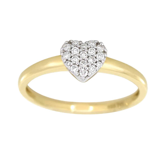 Hjerteformet diamantring i gult gull, 0.15CT TWSI