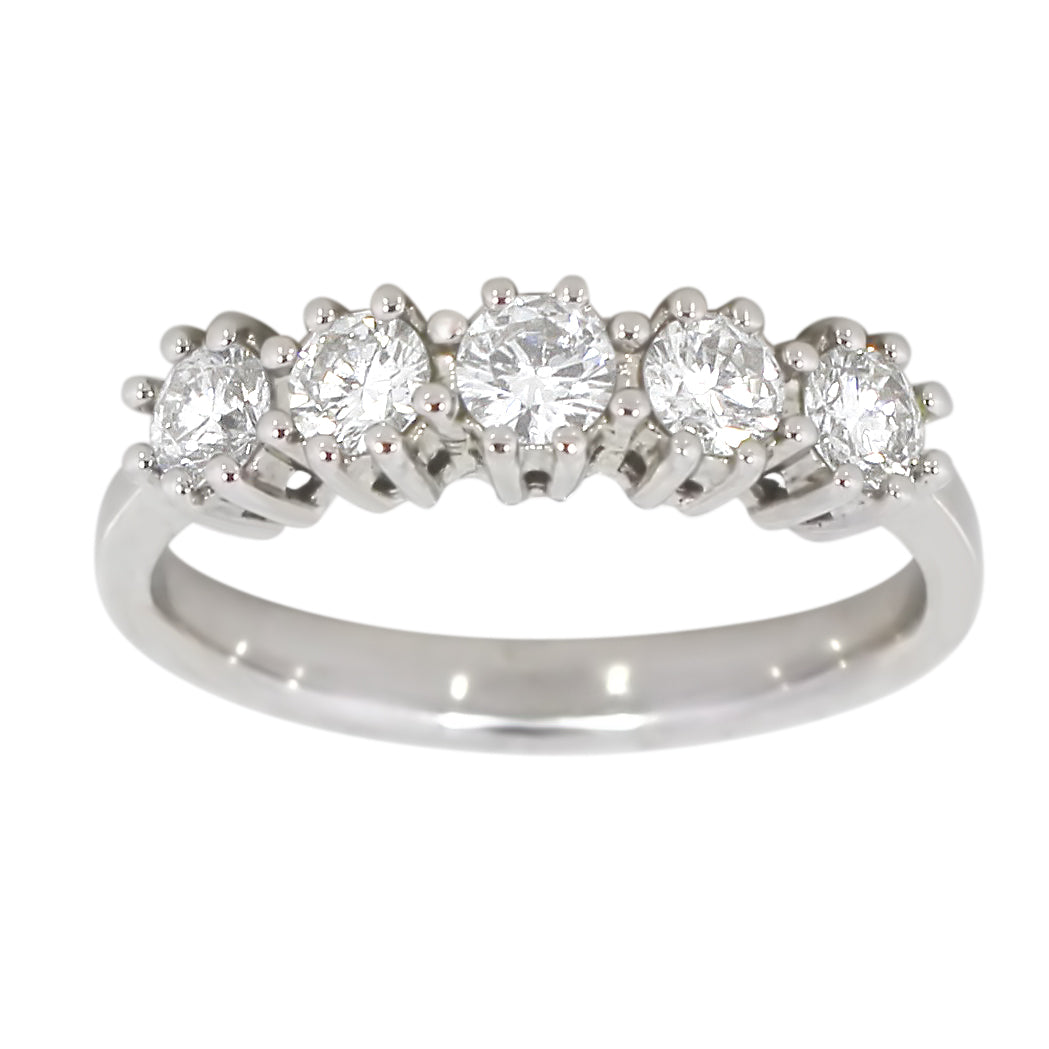 Diamantring i hvitt gull med 5 stener, 0.75ct TW/SI