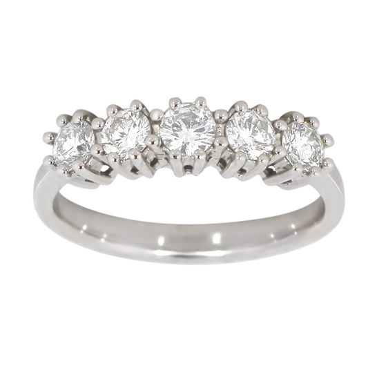 Diamantring i hvitt gull med 5 stener, 0.75ct TW/SI