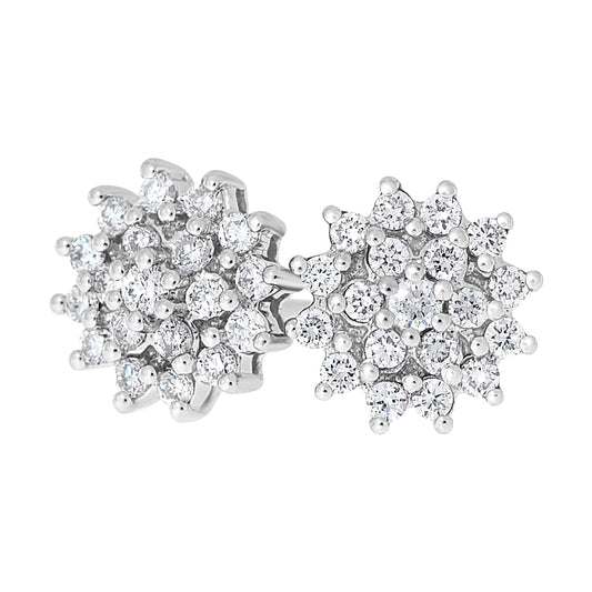 Diamant øredobber Rosett i gult gull, 0.50CT TWSI - Diamanthuset