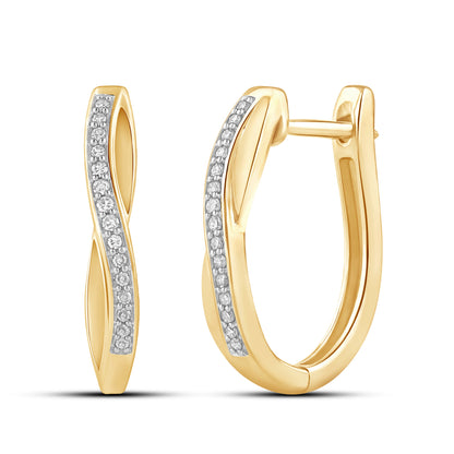 Øreringer i 14kt Hvitt/Gult Gull (585), 0.15ct TW/SI Diamanter