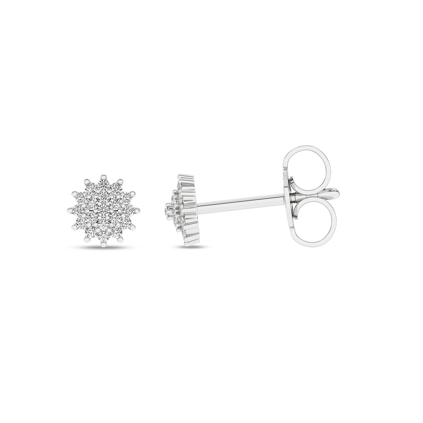 Diamantøredobber rosett i Hvitt/Gult Gull, 0.12ct TW Si