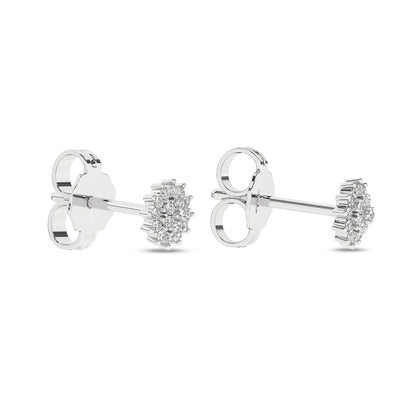 Diamantøredobber rosett i Hvitt/Gult Gull, 0.12ct TW Si