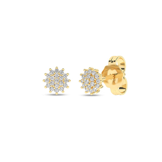 Diamantøredobber rosett i Hvitt/Gult Gull, 0.12ct TW Si