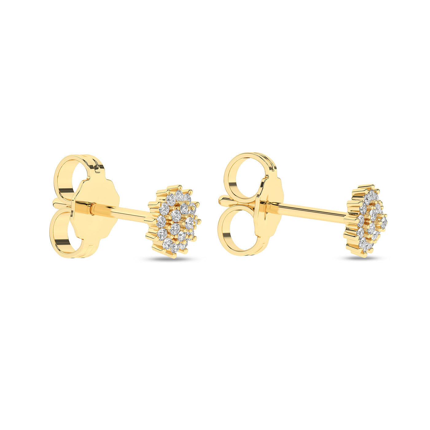 Diamantøredobber rosett i Hvitt/Gult Gull, 0.12ct TW Si