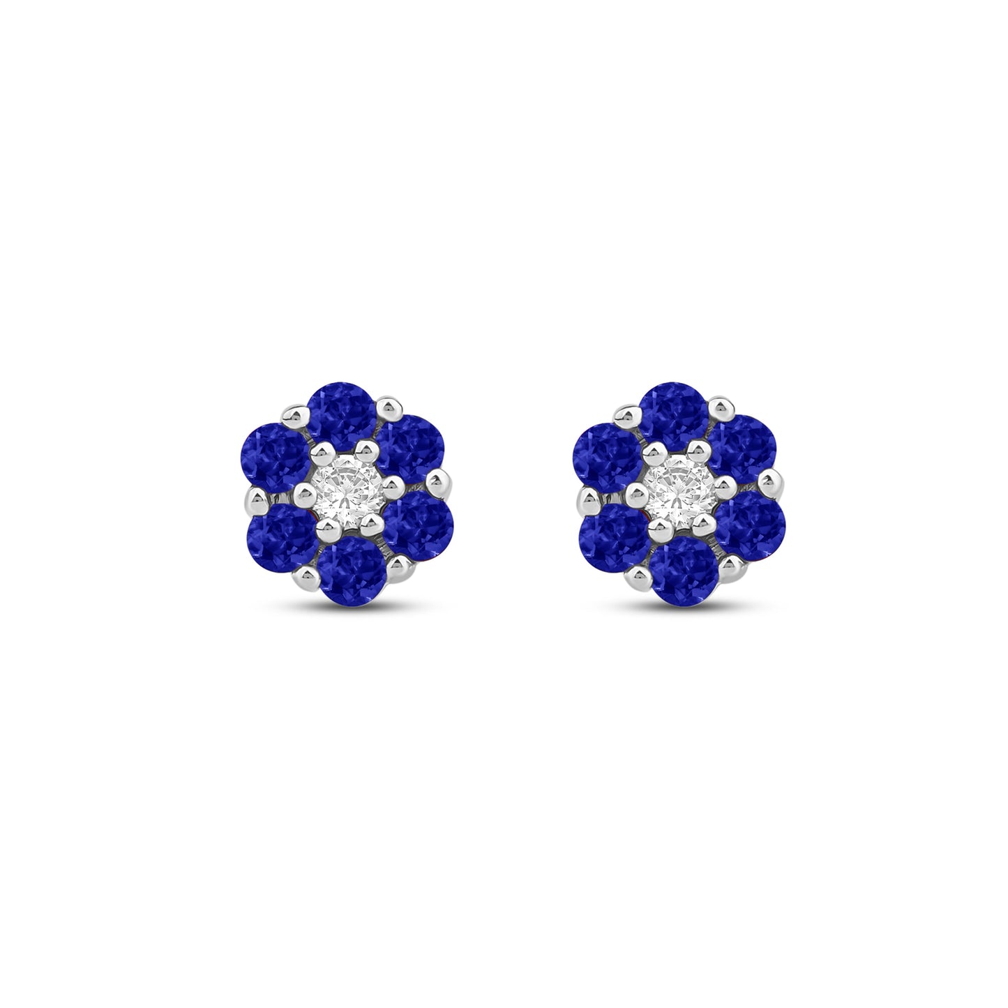 Diamanørepynt i Gult/Hvitt Gull, 0.05ct TWSi og 0.40ct safir