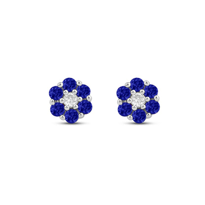 Diamanørepynt i Gult/Hvitt Gull, 0.05ct TWSi og 0.40ct safir
