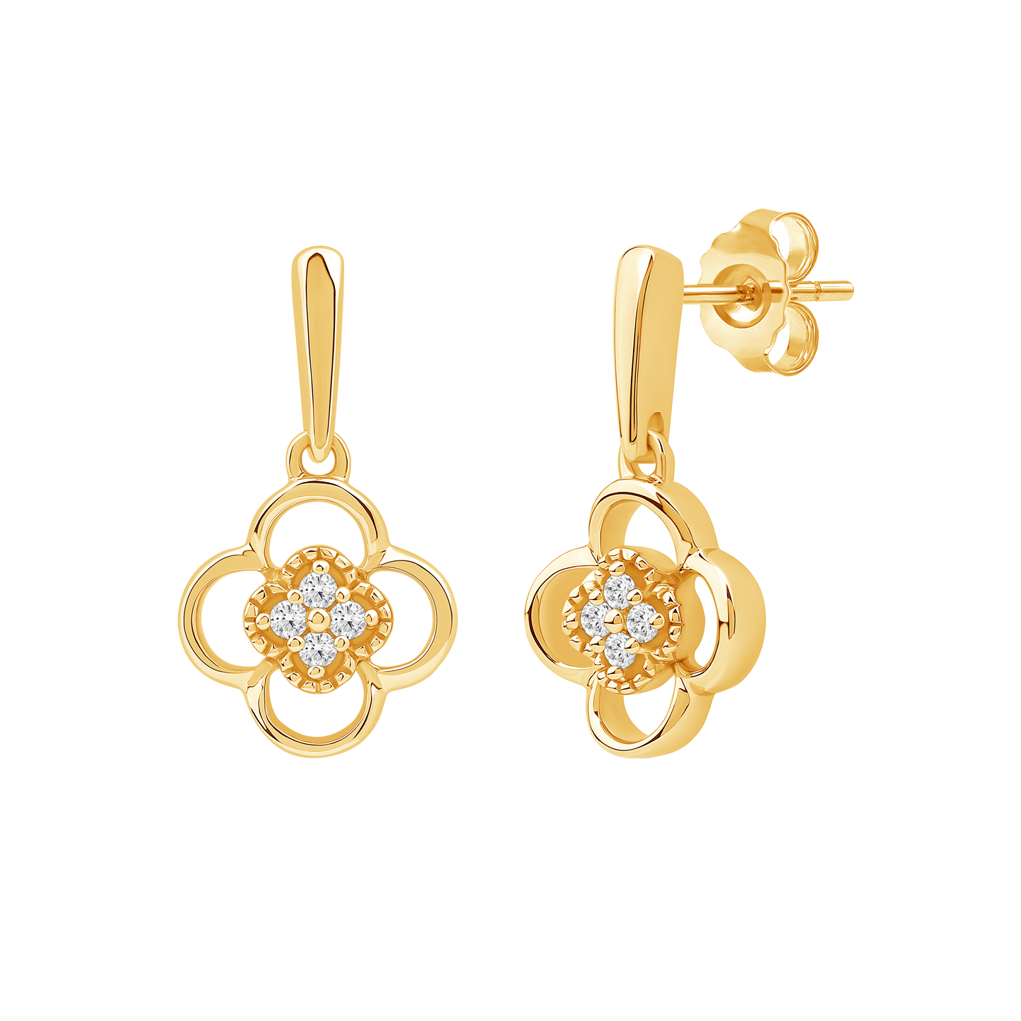 Diamanørepynt i Gult/Hvitt Gull, 0.06ct tw/si