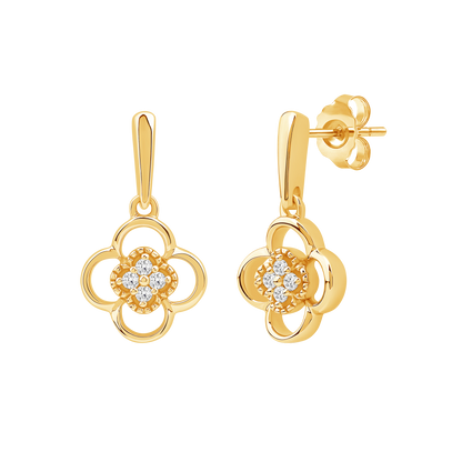 Diamanørepynt i Gult/Hvitt Gull, 0.06ct tw/si